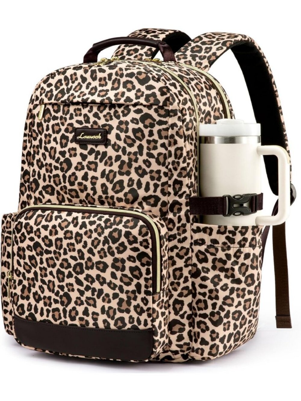 Stylish Leopard Print Laptop Backpack for Women, Waterproof Travel Bag, Large